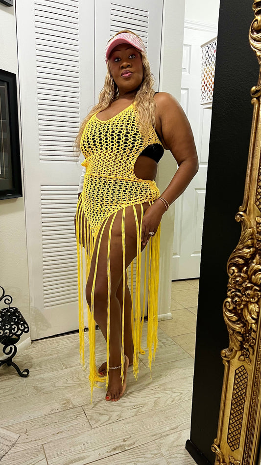 Plus Size Crochet Fringe Beach Cover Up Size 2XL/3XL