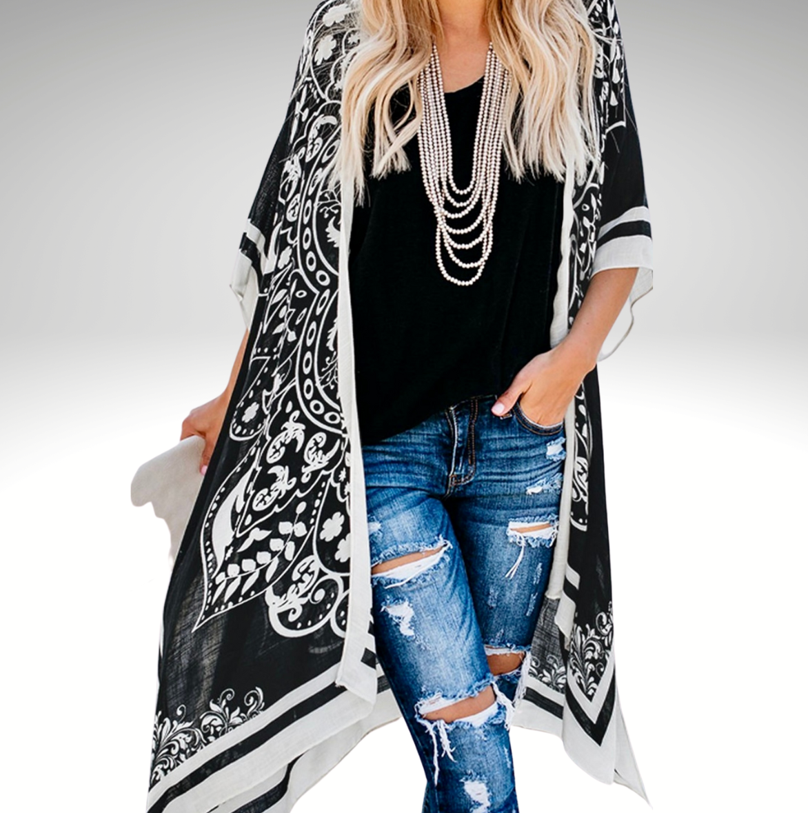 Black and White Beach Cover Up