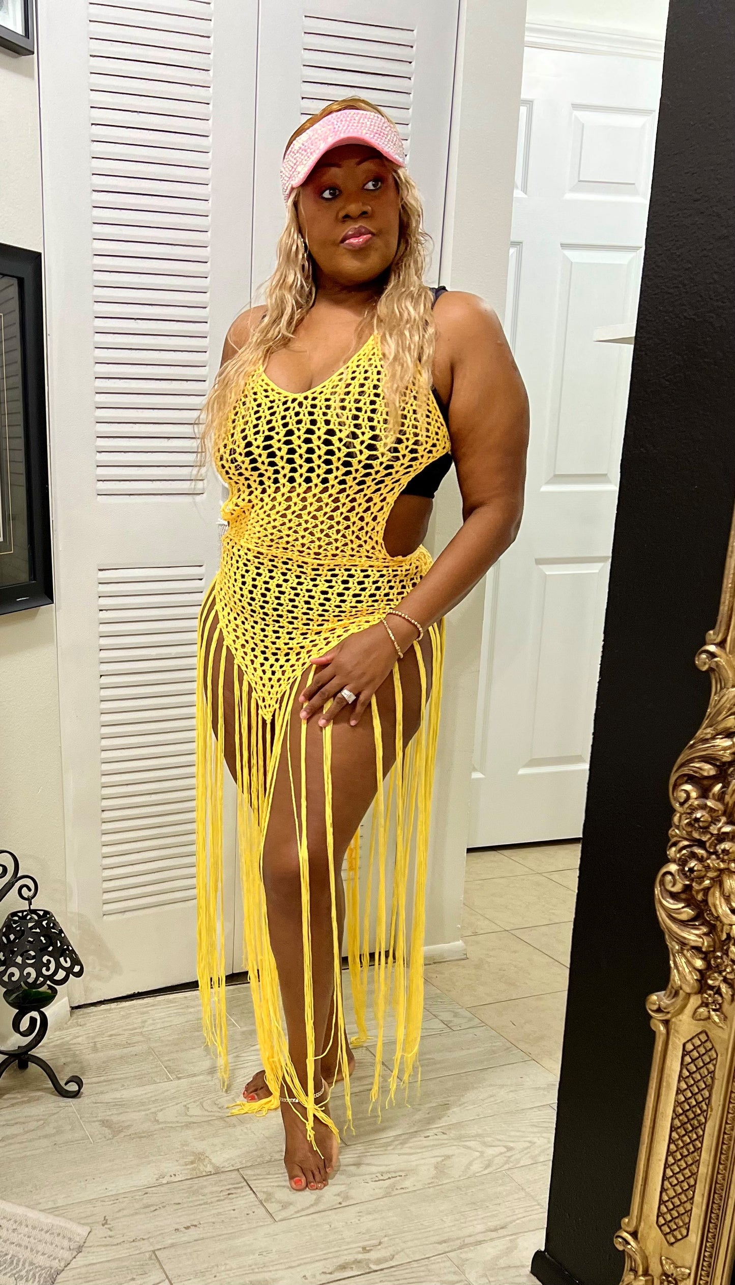 Plus Size Crochet Fringe Beach Cover Up Size 2XL/3XL