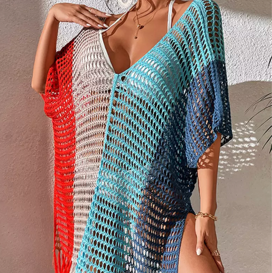 Four Color Knitted Cover Up