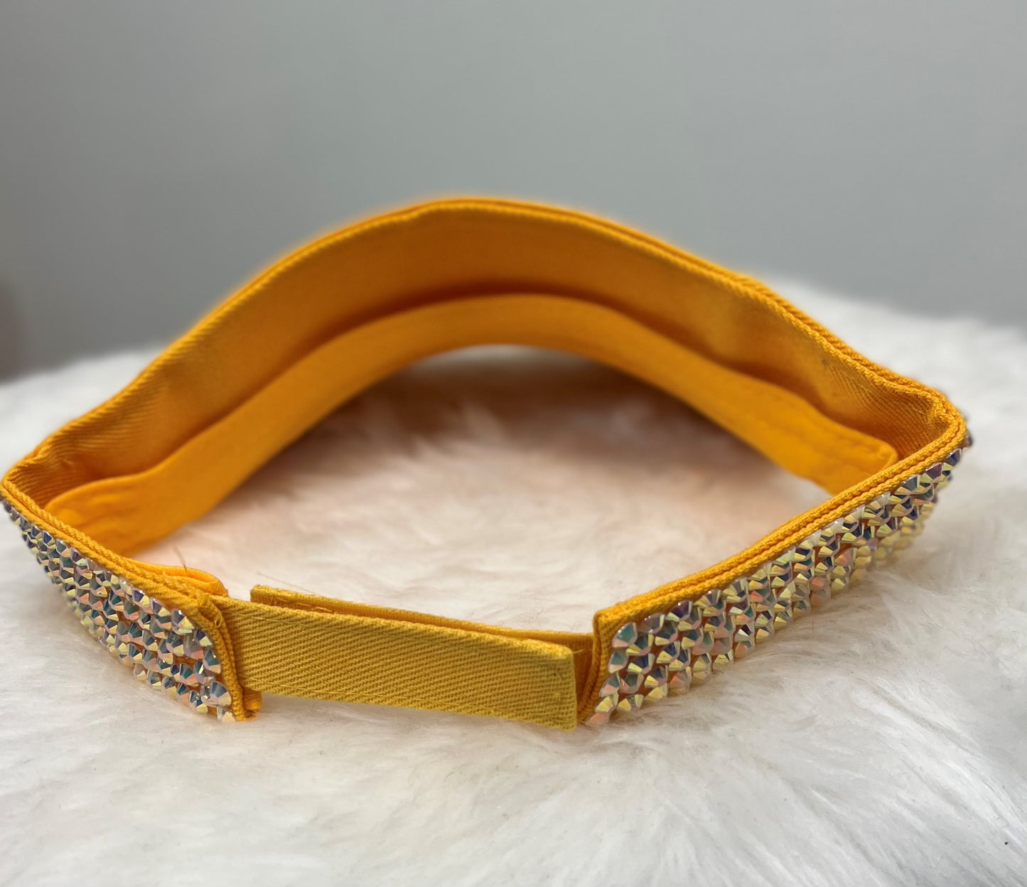 Rhinestone Hat at Pollys Boutique -  Yellow