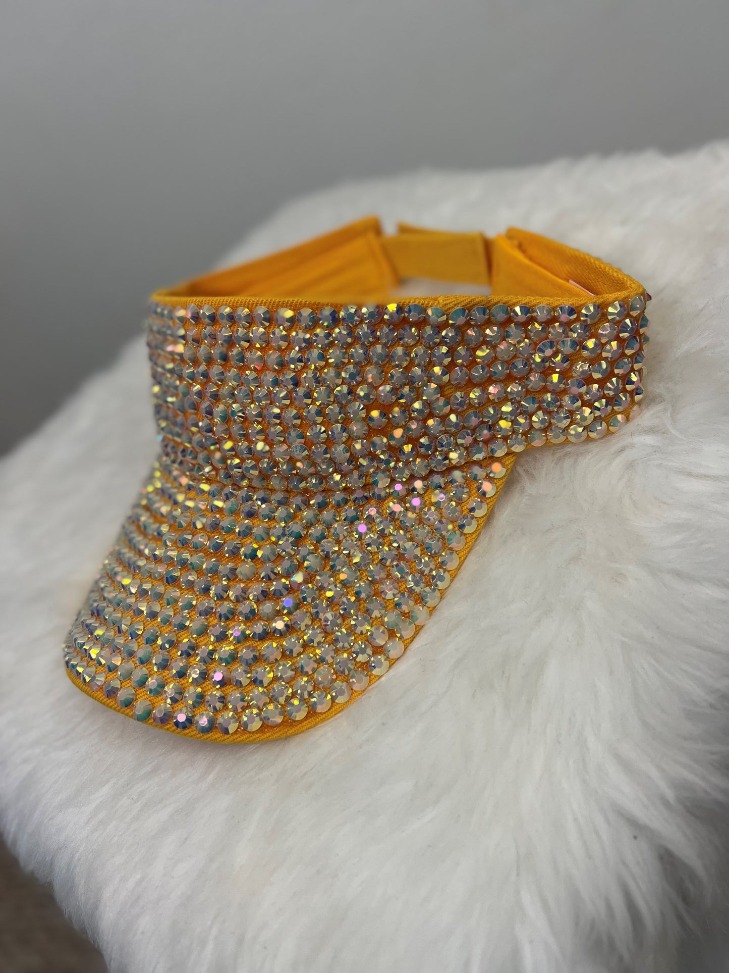 Rhinestone Hat at Pollys Boutique -  Yellow